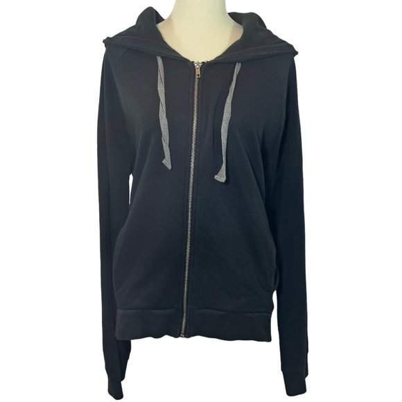 ALTERNATIVE Unisex Black Hoodie Zip Up Jacket Sweatshirt Size Large - Picture 1 of 7